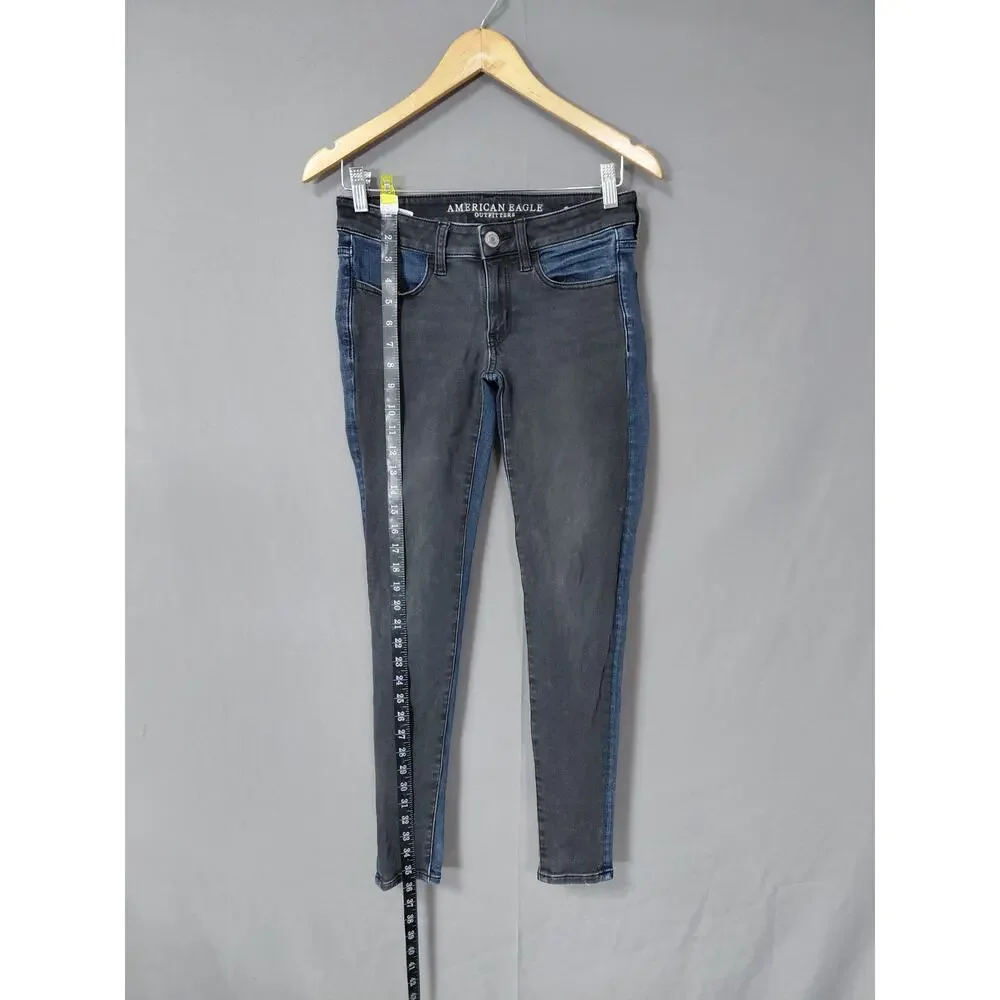 American Eagle Super X4 Colorblock Side Stripe Skinny Jeans Women Size 2